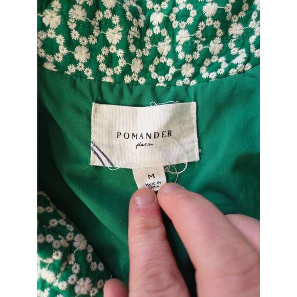 Pomander Place Tuckernuck Green Briar Eyelet Sleeveless Noelle Shirt Dress sz Me - Picture 3 of 5